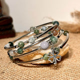 Amethyst Memory-Wrap Bracelet with Clover Charm