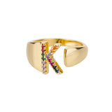 Gold Personalised Letter Ring (Adjustable)