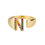 Gold Personalised Letter Ring (Adjustable)