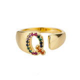 Gold Personalised Letter Ring (Adjustable)