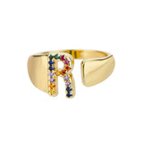 Gold Personalised Letter Ring (Adjustable)