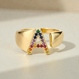 Gold Personalised Letter Ring (Adjustable)