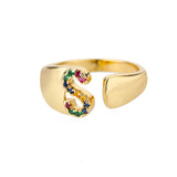Gold Personalised Letter Ring (Adjustable)