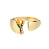 Gold Personalised Letter Ring (Adjustable)