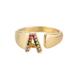 Gold Personalised Letter Ring (Adjustable)