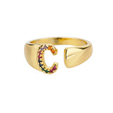 Gold Personalised Letter Ring (Adjustable)