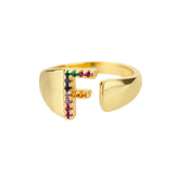 Gold Personalised Letter Ring (Adjustable)