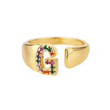 Gold Personalised Letter Ring (Adjustable)