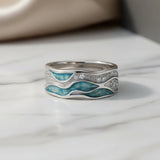 Silver Ring with Turquoise Waves