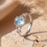 Aquamarine Heart-Detail Statement Ring