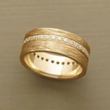 Brushed Wide Edged Inlaid Ring