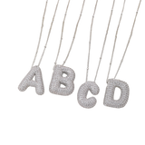 Bubble letter initial necklace set