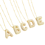 Bubble letter initial necklace set