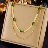 Double Gold Vintage Emerald Necklace
