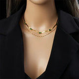 Double Gold Vintage Emerald Necklace