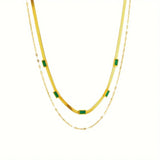Double Gold Vintage Emerald Necklace