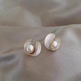 Classic Gold Pearl Stud Earrings