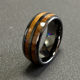 Rustic Wood Inlay Midnight Ring