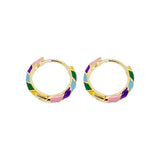 Gold Multicolor Enamel Hoop Earrings