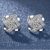 Spiral Floral Crystal Clover Earrings