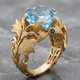 Golden Leaf Blue Diamond Ring