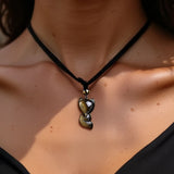 Golden Obsidian Fox Pendant Necklace