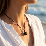 Golden Obsidian Sphere Pendant Necklace
