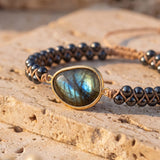 Labradorite & Hematite Beaded Bracelet