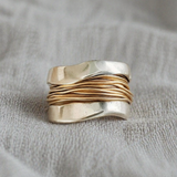 Silver Golden Threads Ring