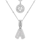 Pave letter initial necklace set