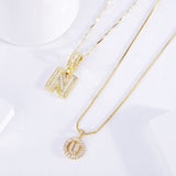 Pave letter initial necklace set