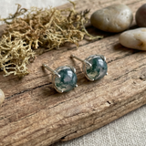 Moss Agate Round Earrings