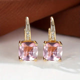 Mystic Sapphire Stone Hoop Gold Earrings