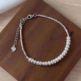Grey Pearl Row Bracelet