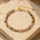 Rainbow Tourmaline Beaded Bracelet