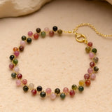 Rainbow Tourmaline Beaded Bracelet