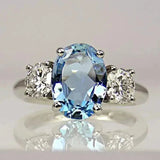 Ring with blue diamond crystal in sterling silver