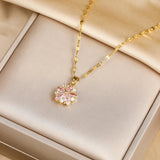 Romantic Sakura Rose Necklace in Stainless Steel