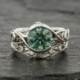 Rounded Green Zirconia Nature Silver Ring