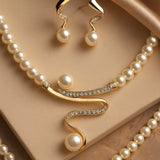 Elegant Wave Pearl Jewellery Set