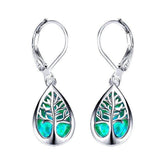 Silver Opal Tree Branch Earrings