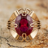 Vintage Golden Garnet Zirconia Ring