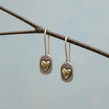 Two Tone Heart Drop Earrings